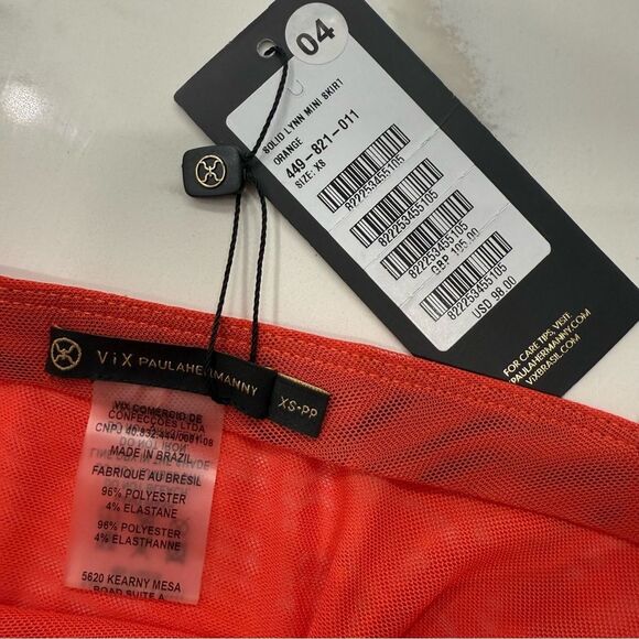 Vixx Swim Lynn Ruched Mini Cover-Up Swim Skirt Solid Orange Paula Hermanny - Picture 8 of 10